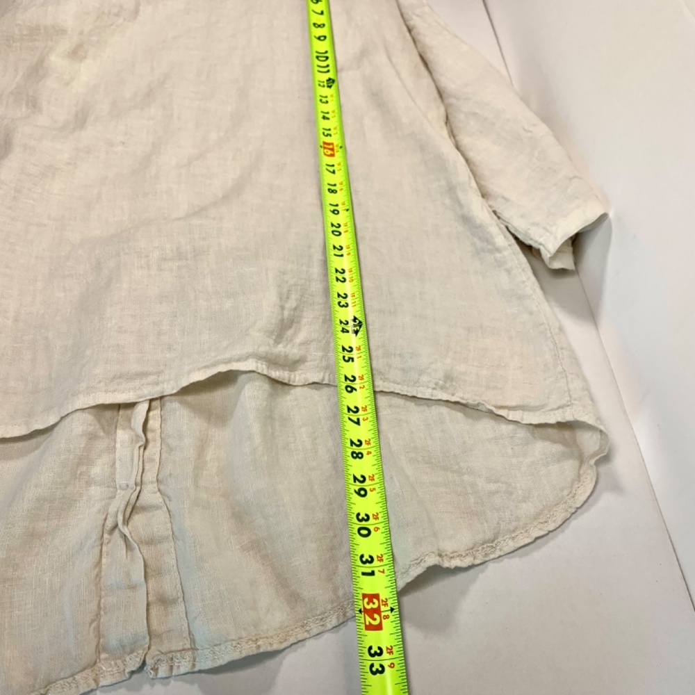 Boho chic 100% Linen Made in Italy tan/beige high low top buttons spring/beach - Picture 14 of 16